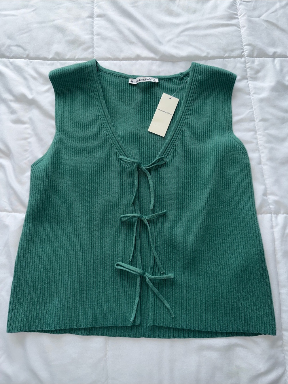 NWT Abercrombie Green Tie-Front Knit Tank